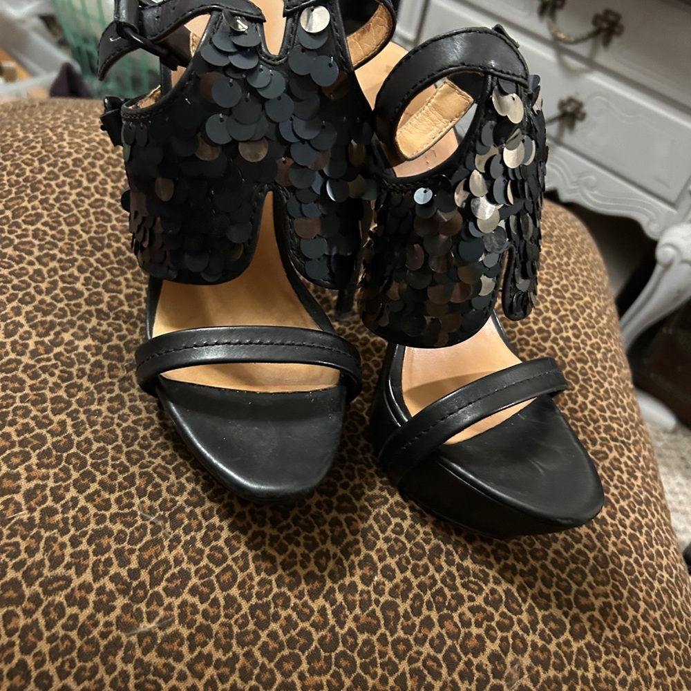 Elegant Black Sequin Women's Sandals